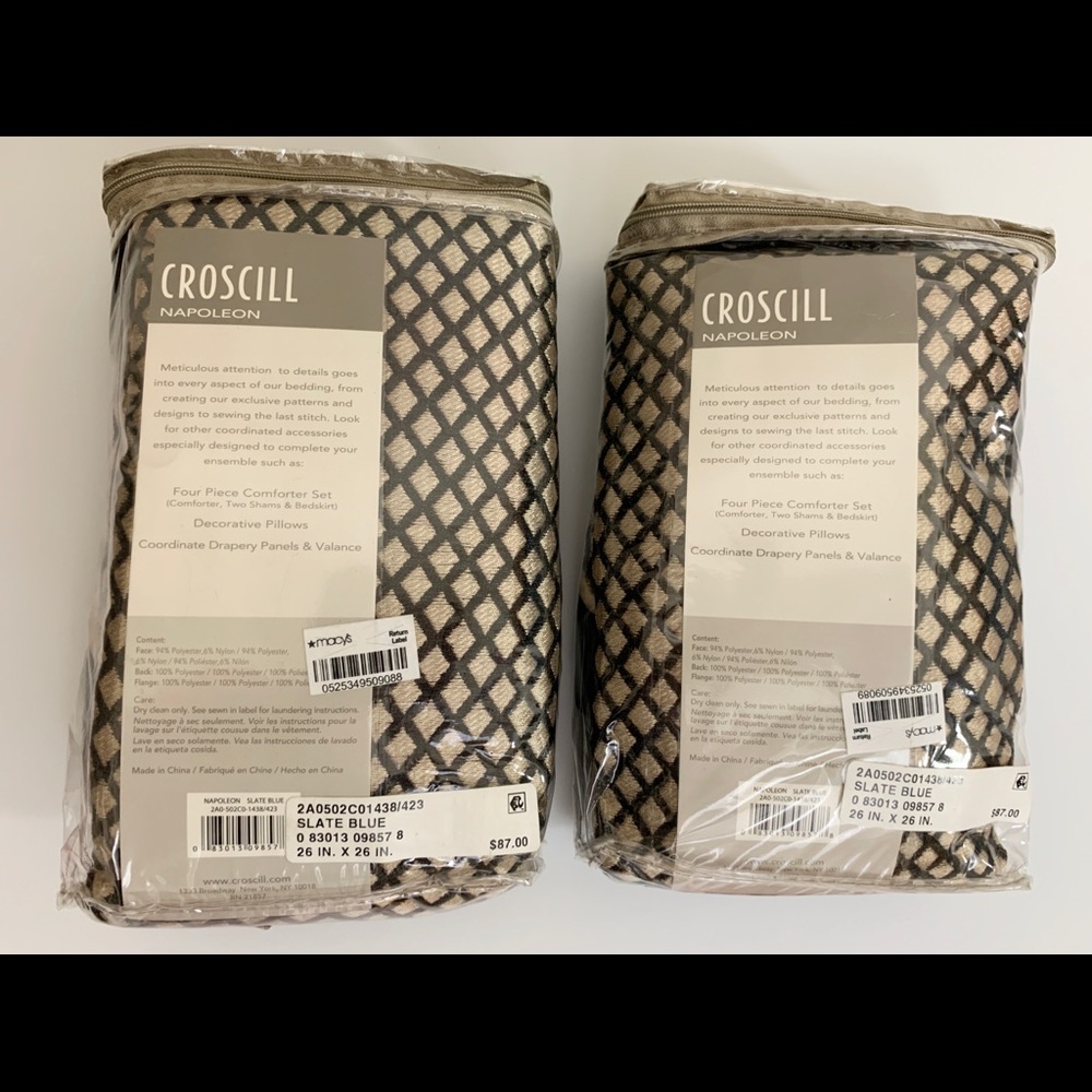 Croscill Napoleon Euro Slate Blue Pillow Shams - Picture 4 of 6